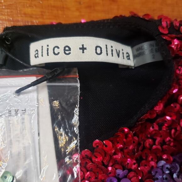 Alice & Olivia Inka Rainbow Sequin mini dress size 2 - Picture 5 of 7